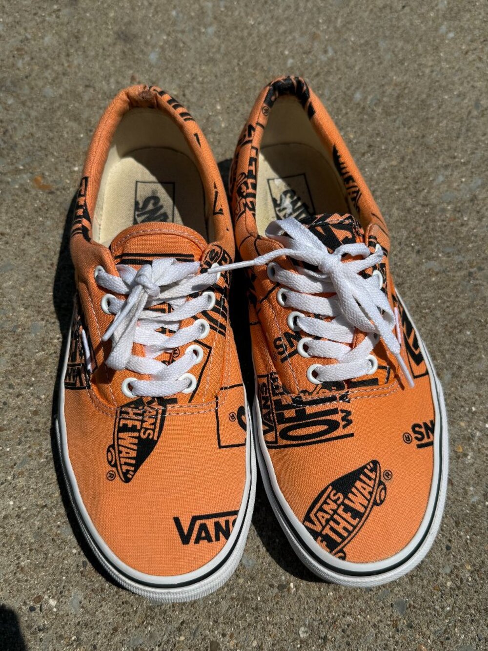Vans Era Mens 8.5 Womens 10 Orange Logo Print Y2K Skater Streetwear Shoes 4046